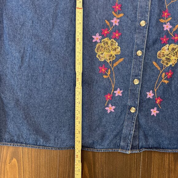 Liz & Me Embroidered Denim‎ Button-Up Top Women's 4X Floral Western Boho Shirt - Picture 16 of 16